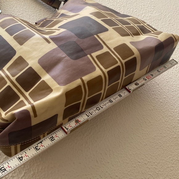 Orla Kiely Coated Canvas Geometric Pattern Shoulder Bag Purse Zip Wallet Set - Picture 13 of 17